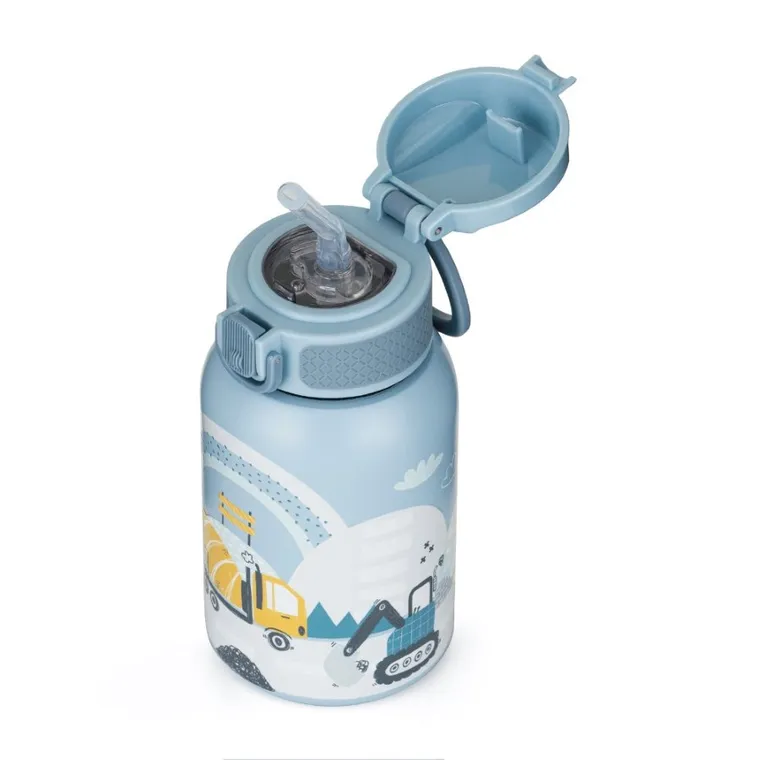 Petite&Mars, butelka termiczna ze stali nierdzewnej ze słomką, work zone, 350 ml