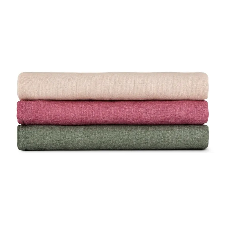 Petite&Mars, Moussy, zestaw pieluszek z muślinu bambusowego, Botanic Tones, 68-68 cm, 3 szt.
