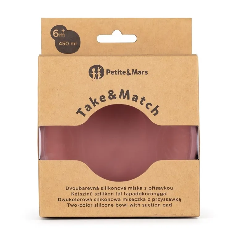 Petite&Mars, Take&Match, dwukolorowa miska, Dusty Rose, 6m+