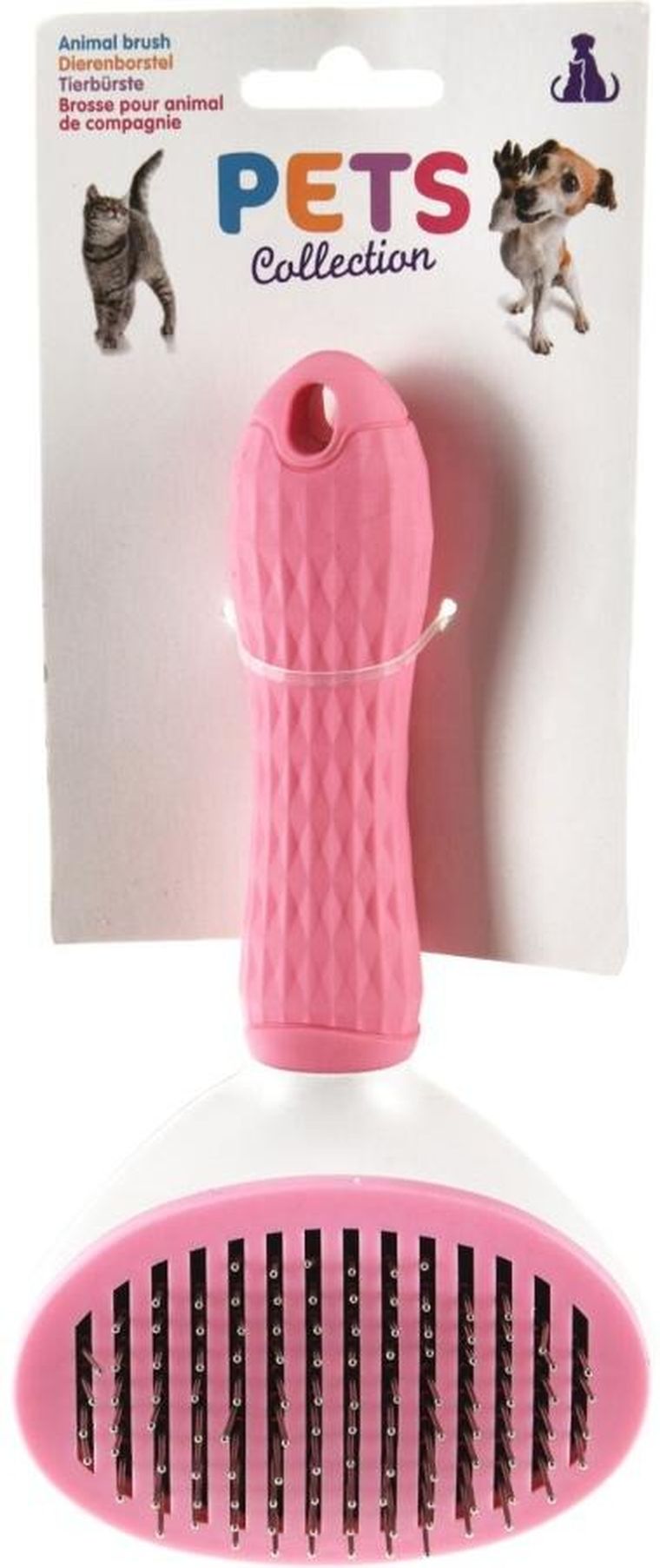 Pets Collection, szczotka dla psa i kota, samoczyszcząca, różowa