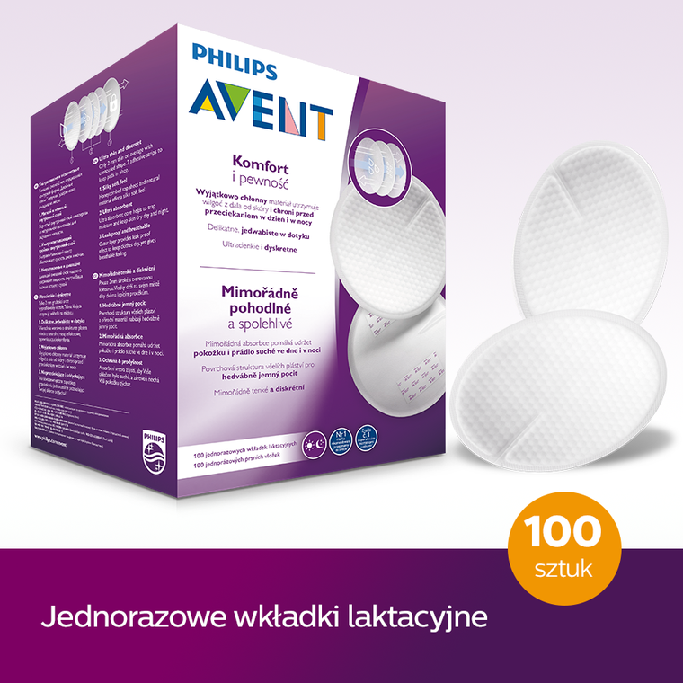 Philips Avent, jednorazowe wkładki laktacyjne, 100 szt.