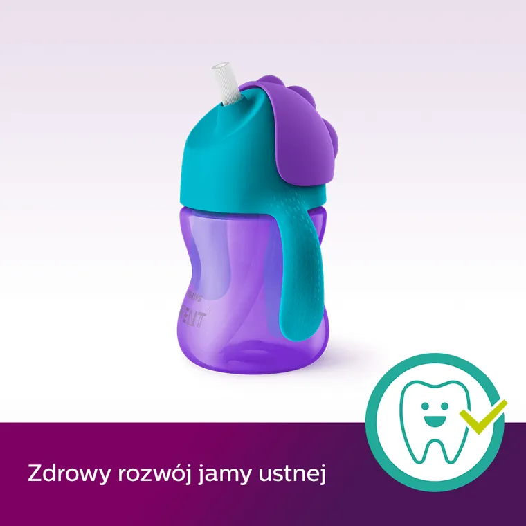 Philips Avent, kubek z giętką słomką, fioletowy, 9m+, 200 ml
