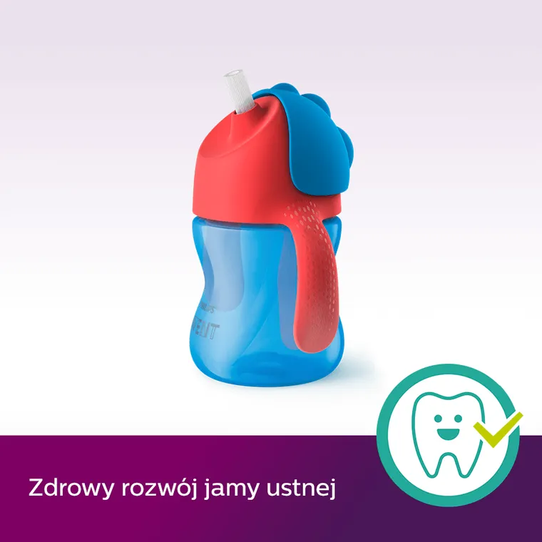 Philips Avent, kubek z giętką słomką, niebieski, 9m+, 200 ml