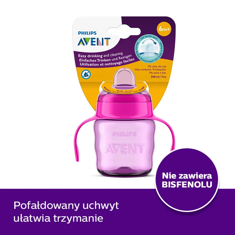 Philips Avent, kubek z ustnikiem, fioletowy, 6m+, 200 ml