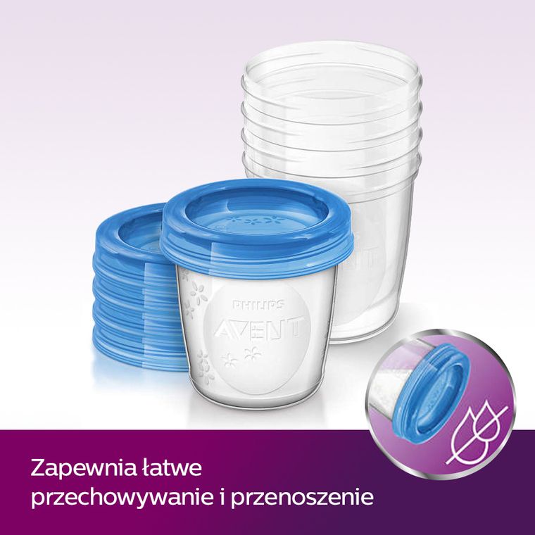 Philips Avent, Pojemniki na pokarm i pokrywki, 180 ml, 5 szt.