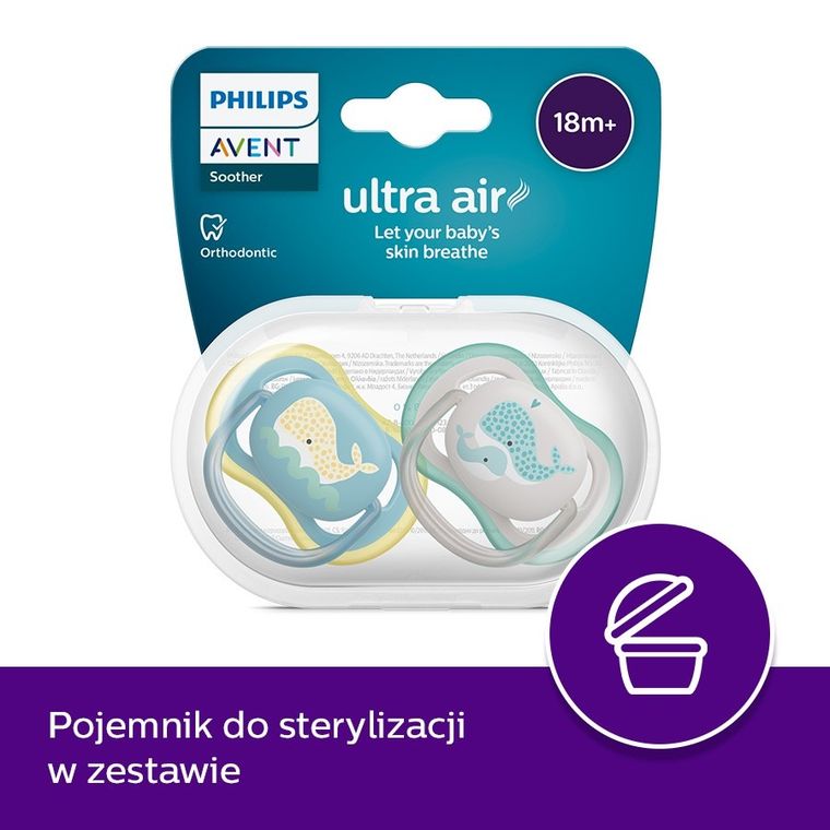 Philips Avent, Ultra Air, smoczek uspokajający, 18m+, 2 szt.