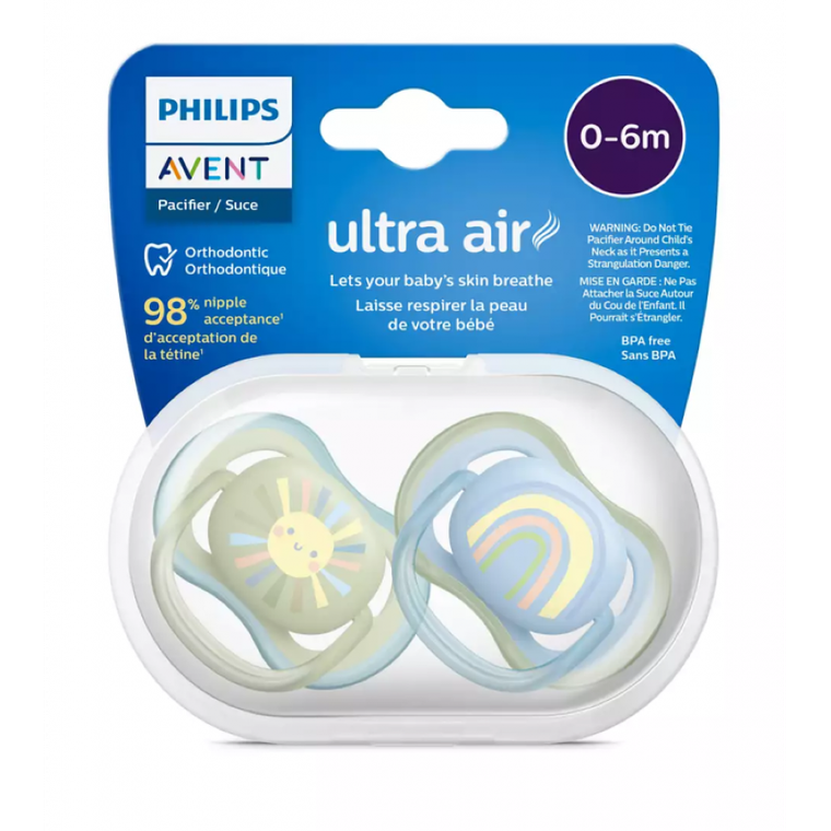 Philips Avent, Ultra Air, smoczek uspokajający, boy, 0-6m, 2 szt.