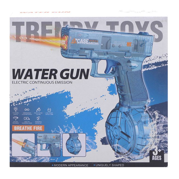 Pistolet na wodę ze światłem, elektryczny, niebieski