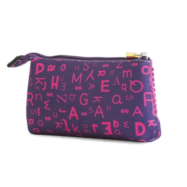 Pixie Crew, Alfabet, neoprenowy piórnik saszetka, purpurowy panel