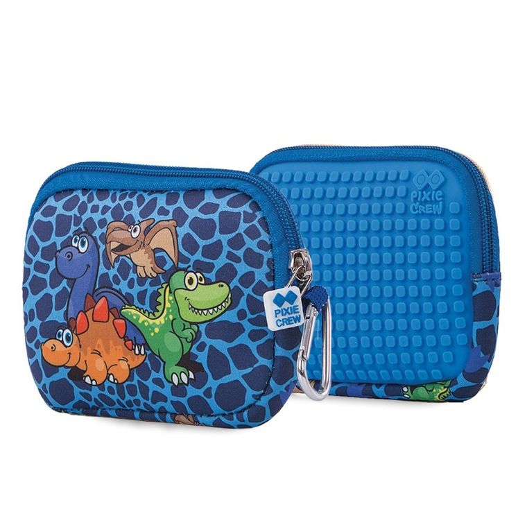 Pixie Crew, Dinozaury, saszetka, kosmetyczka, niebieski panel