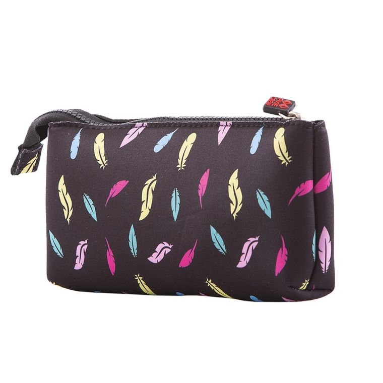 Pixie Crew, neoprenowy piórnik saszetka, piórka, różowy panel