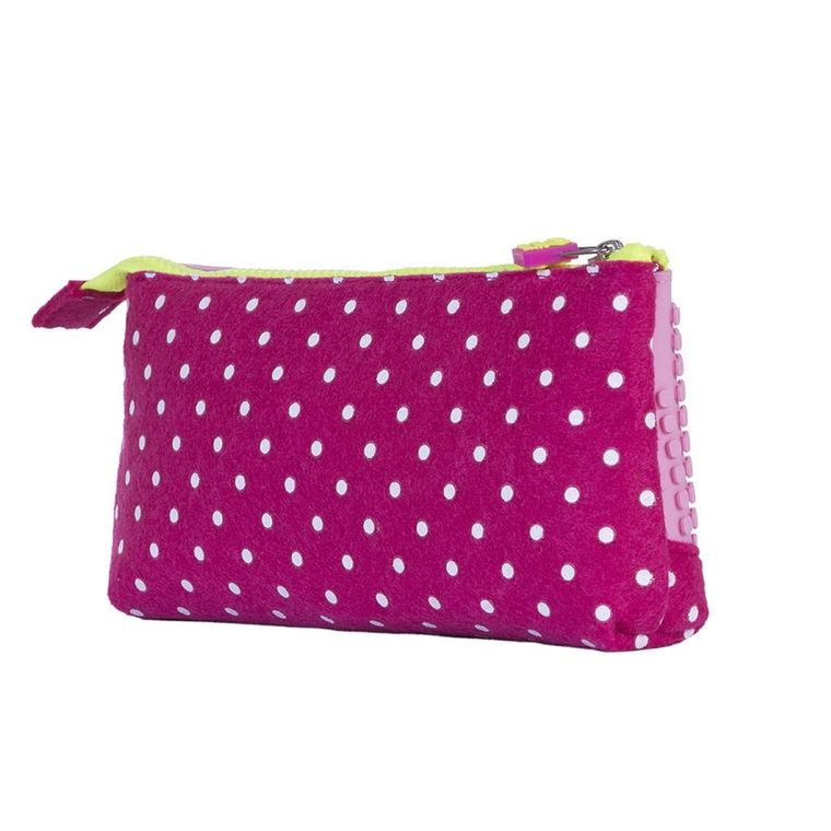 Pixie Crew, piórnik saszetka, białe kropki, różowy panel