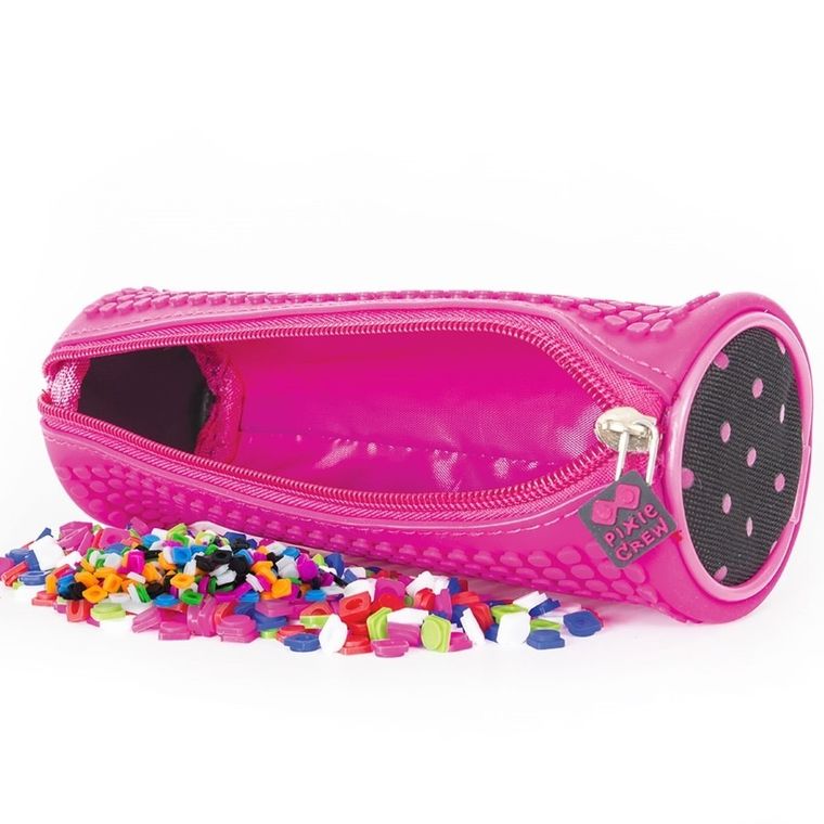 Pixie Crew, piórnik, tuba, kropki, purpurowy panel