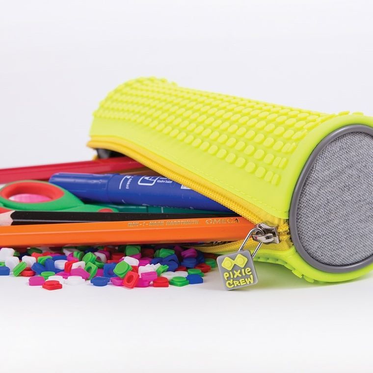 Pixie Crew, piórnik, tuba, szary, neonowy żółty panel