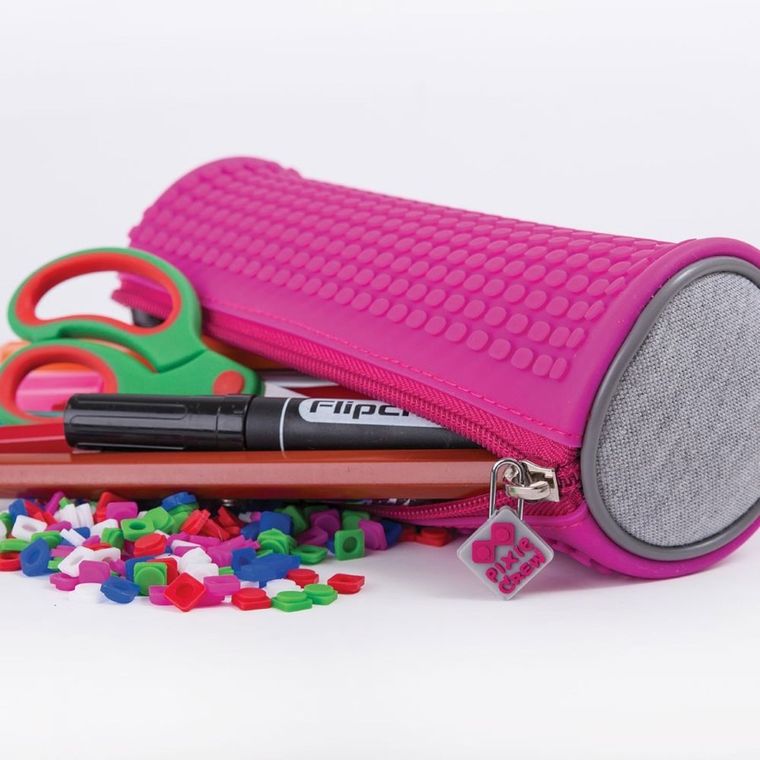 Pixie Crew, piórnik, tuba, szary, purpurowy panel