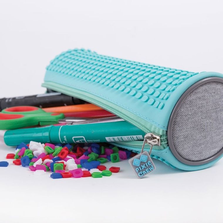 Pixie Crew, piórnik, tuba, szary, turkusowy panel