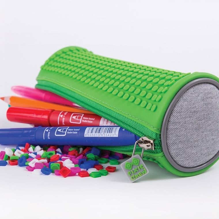 Pixie Crew, piórnik, tuba, szary, zielony panel