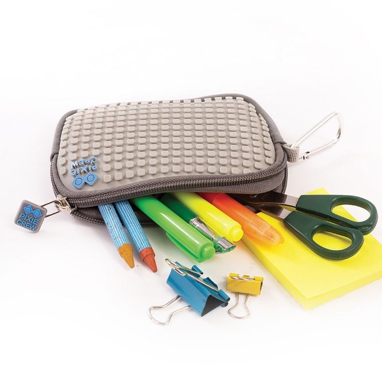 Pixie Crew, saszetka, kosmetyczka, kratka, szary panel