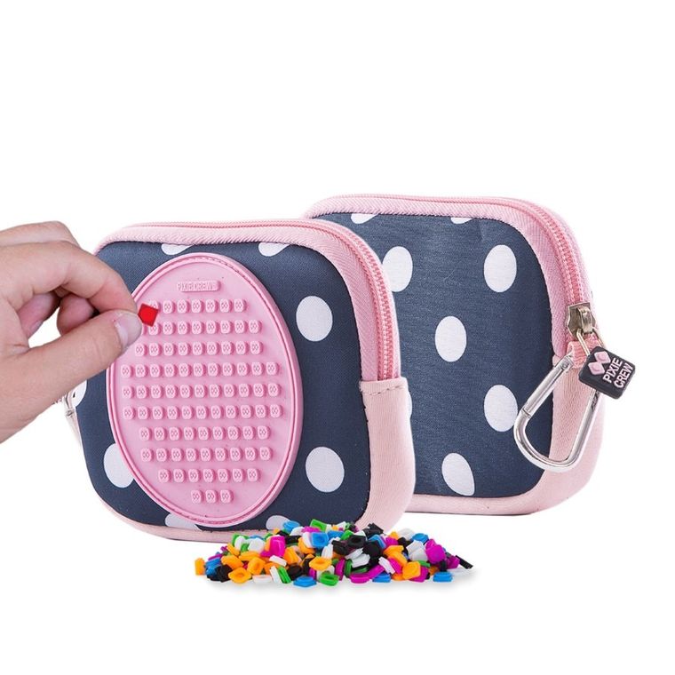 Pixie Crew, saszetka, kosmetyczka, kropki, różowy panel