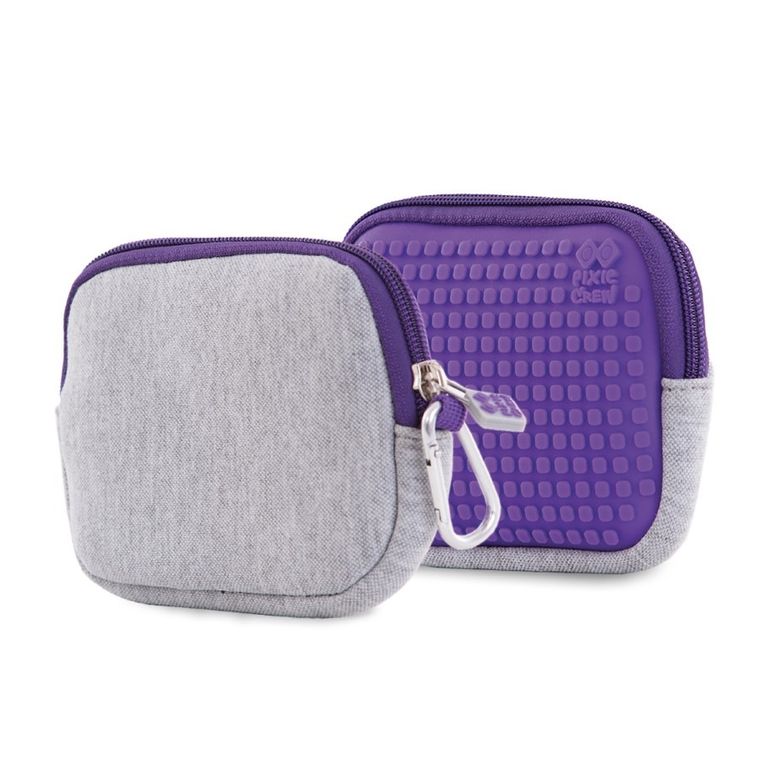 Pixie Crew, saszetka, kosmetyczka, szara, fioletowy panel