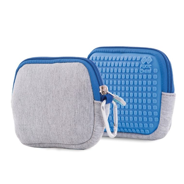 Pixie Crew, saszetka, kosmetyczka, szara, niebieski panel