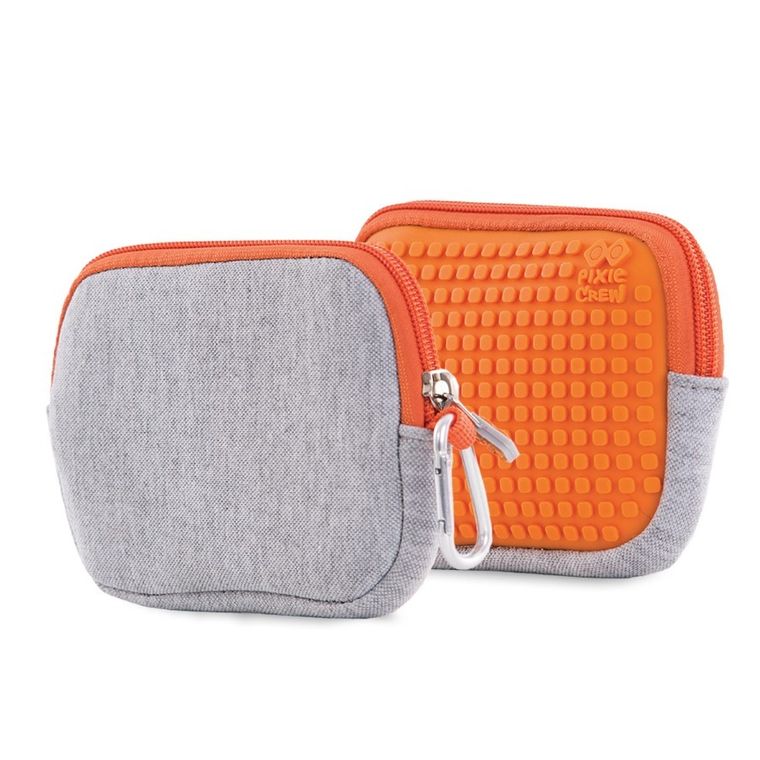 Pixie Crew, saszetka, kosmetyczka, szara, pomarańczowy panel