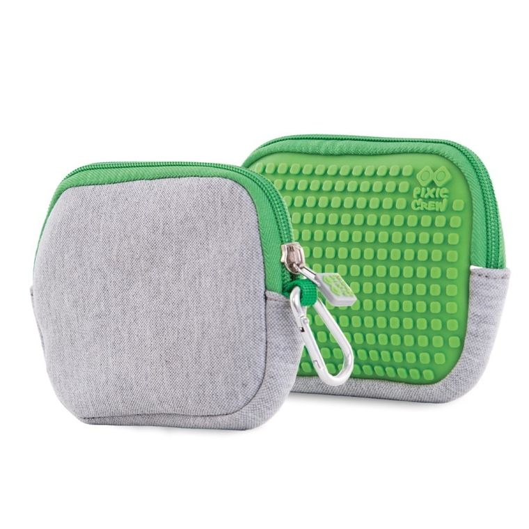 Pixie Crew, saszetka, kosmetyczka, szara, zielony panel