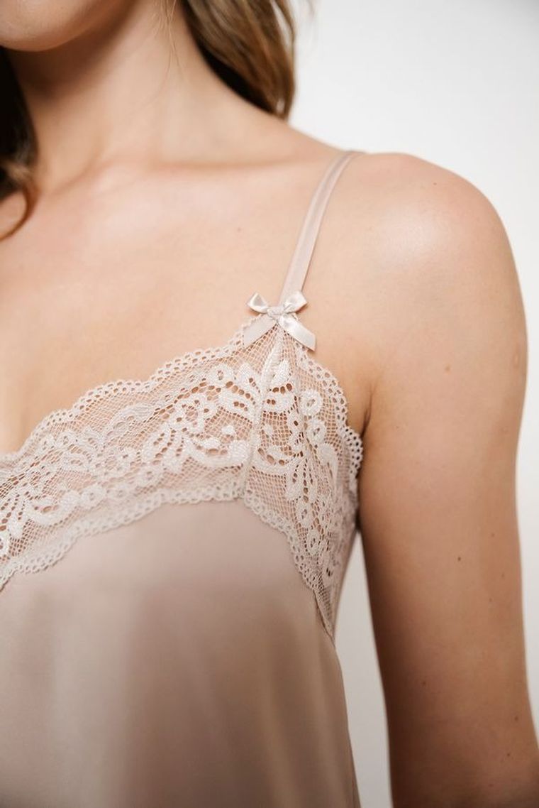 Piżama damska, beżowa, Dotyk, Italian Fashion