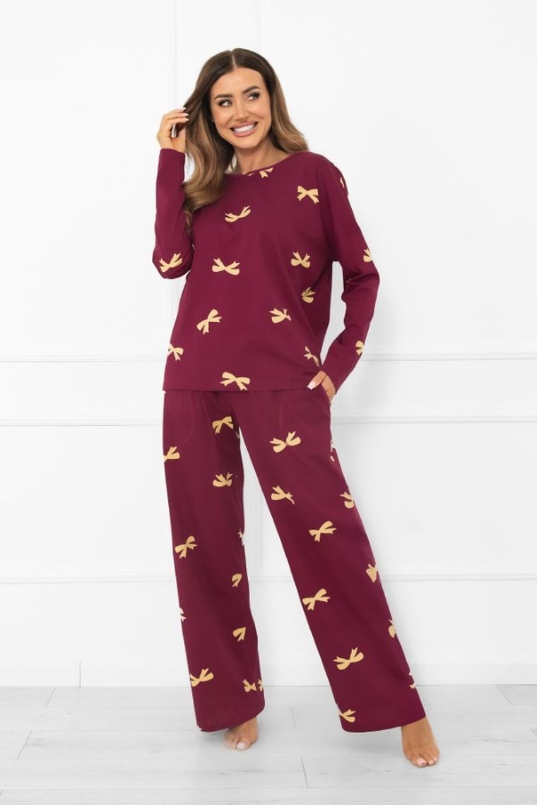 Piżama damska, bordowa, Italian Fashion