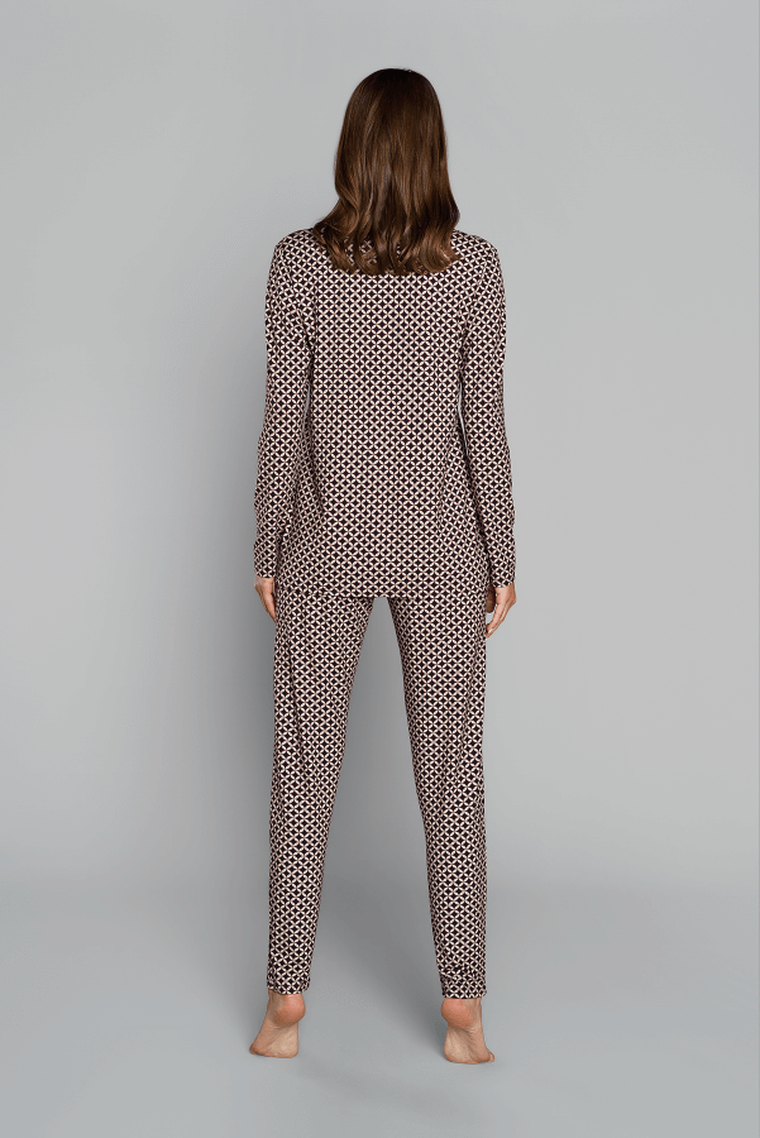 Piżama damska, brązowa, Iluzja, Italian Fashion