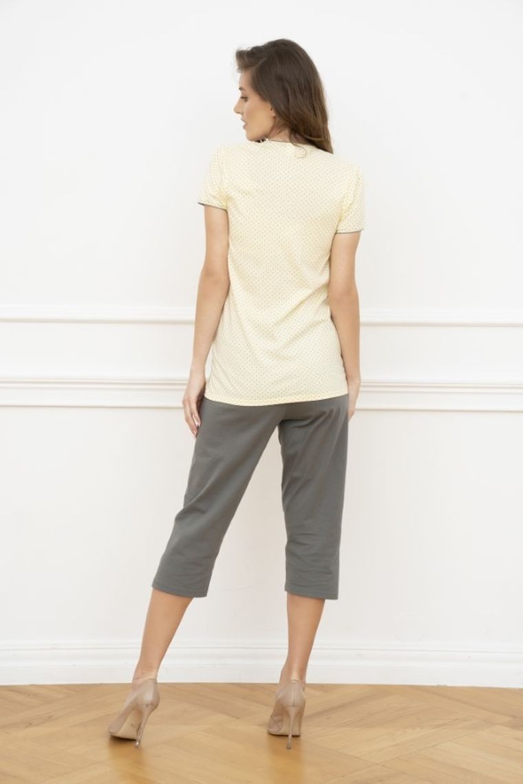 Piżama damska, ciążowa, żółto-szara, Felicita, Italian Fashion