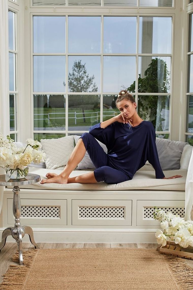 Piżama damska, granatowa, Song, Italian Fashion