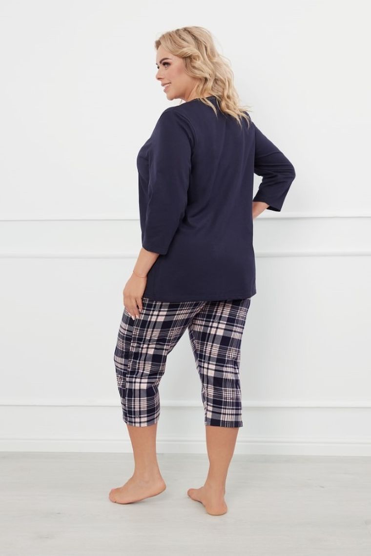 Piżama damska, plus size, granatowa, Dona, Italian Fashion