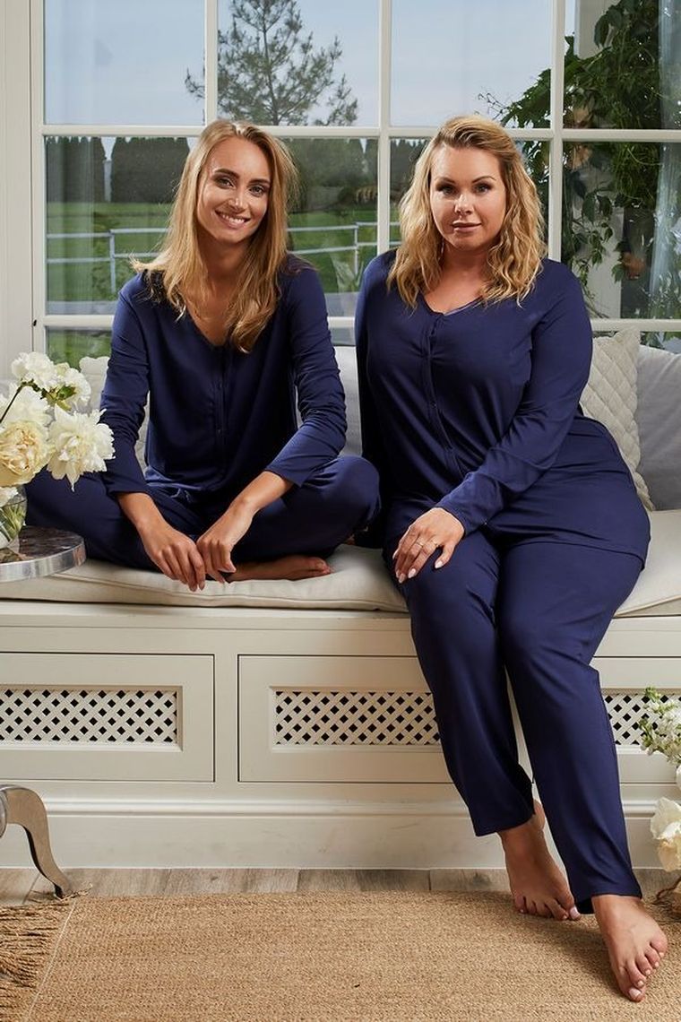Piżama damska, plus size, granatowa, Song, Italian Fashion
