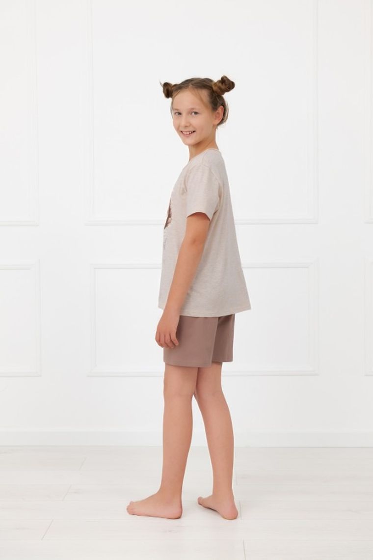 Piżama dziewczęca, brązowa, Shiba, Italian Fashion