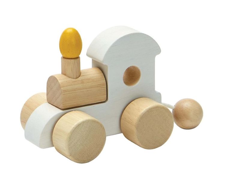 Plan Toys, Pociąg urodzinowy, zabawka drewniana