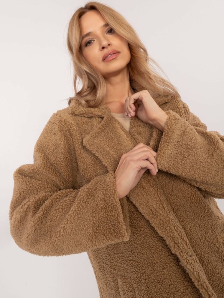 Płaszcz damski, beżowy, Italy Moda