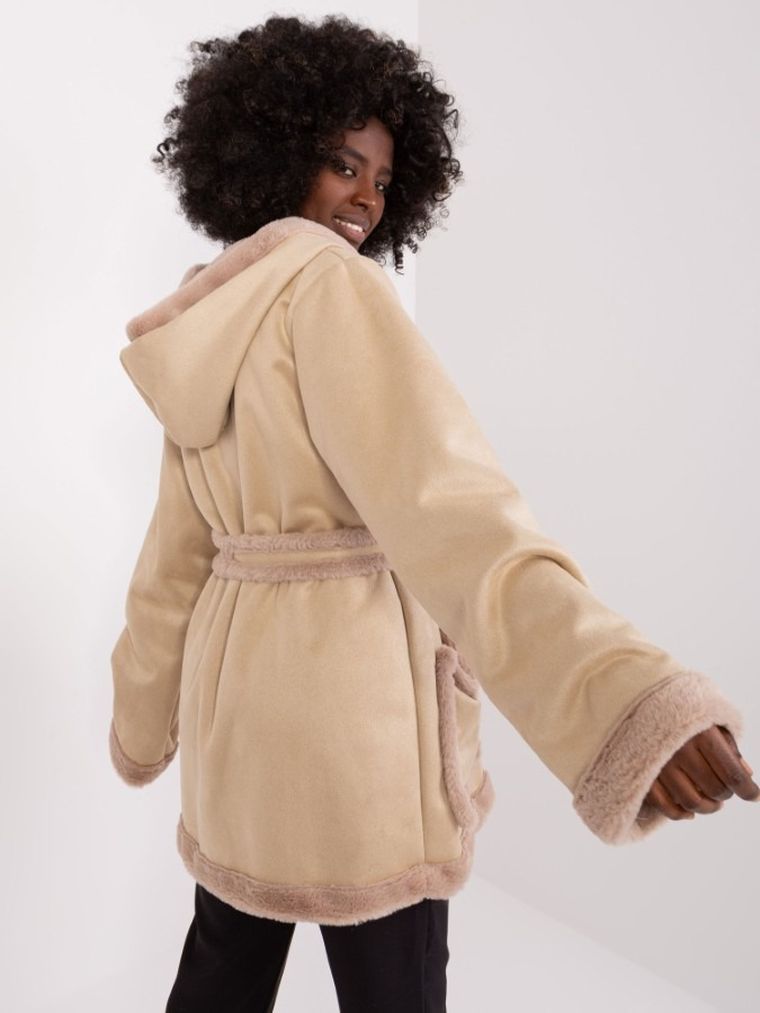 Płaszcz damski, beżowy, Lakerta