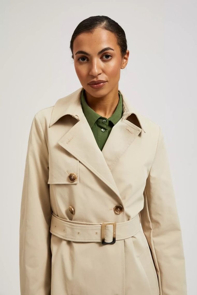 Płaszcz damski, beżowy, Moodo