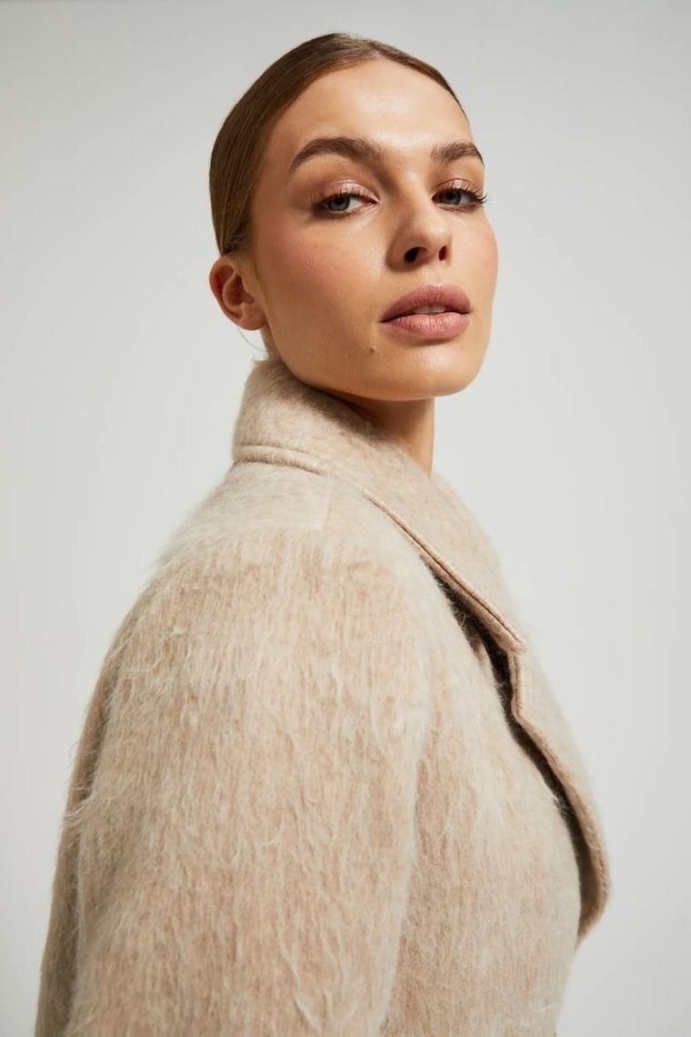 Płaszcz damski, beżowy, Moodo