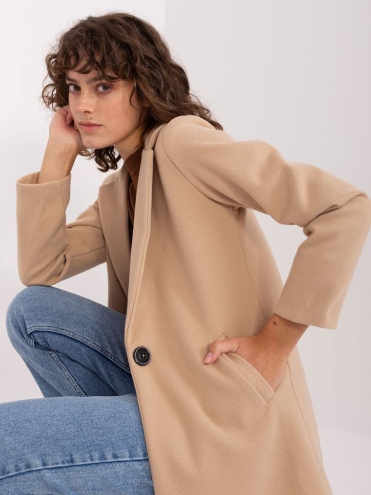 Płaszcz damski, beżowy, Och Bella