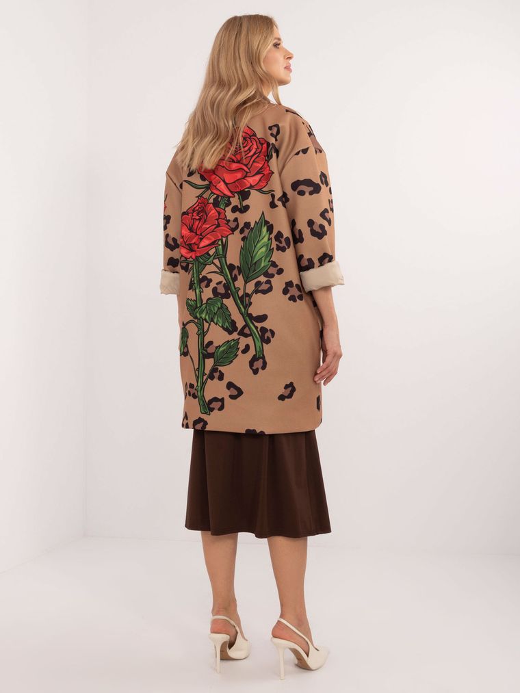 Płaszcz damski, brązowy, Italy Moda