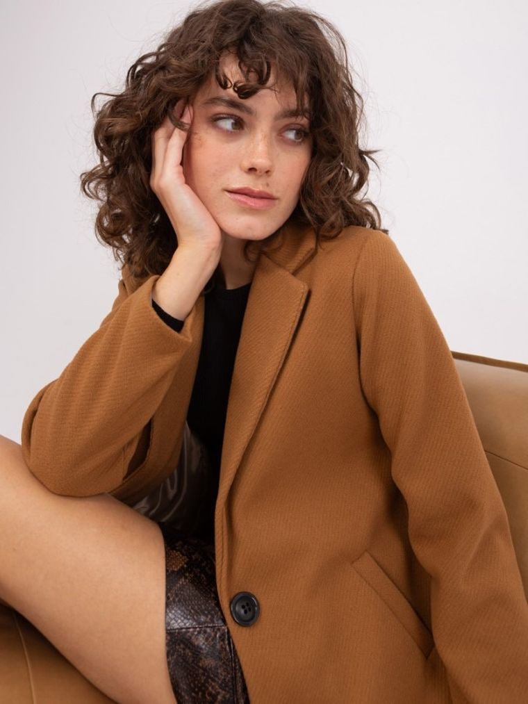 Płaszcz damski, brązowy, Och Bella