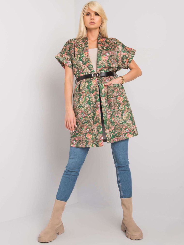 Płaszcz damski, zielony, Italy Moda
