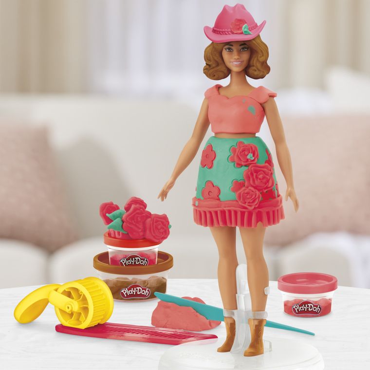 Play-Doh, Barbie Projektantka, Kwiaty i frędzle, zestaw kreatywny z lalką