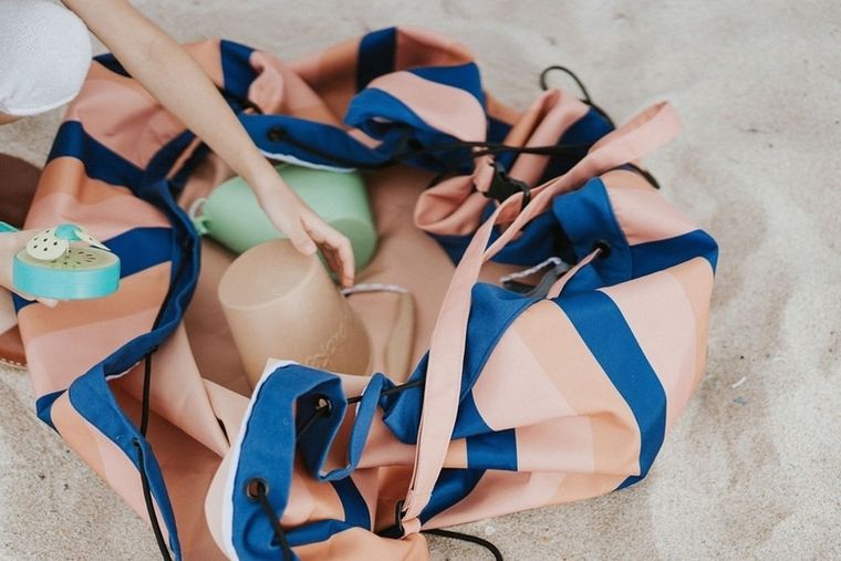 Play&Go, Outdoor, worek na zabawki i mata do zabawy, Mokka Strip, 140 cm