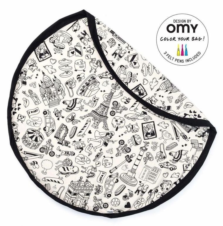 Play&Go, worek na zabawki i mata do zabawy do kolorowania, OMY, Paris, 140 cm