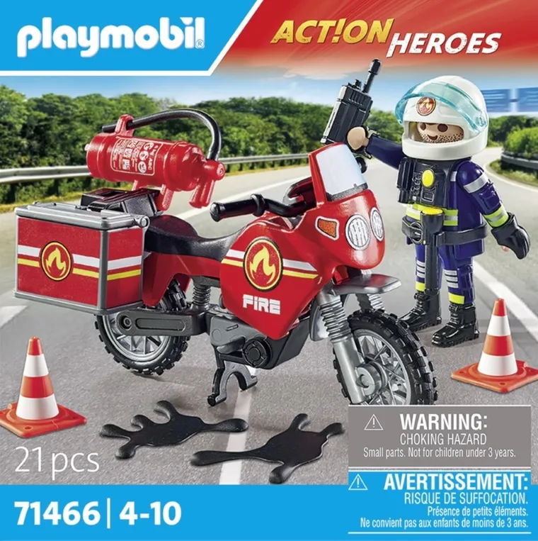 Playmobil, Action Heroes, Motocykl straży pożarnej na miejscu wypadku, 71466