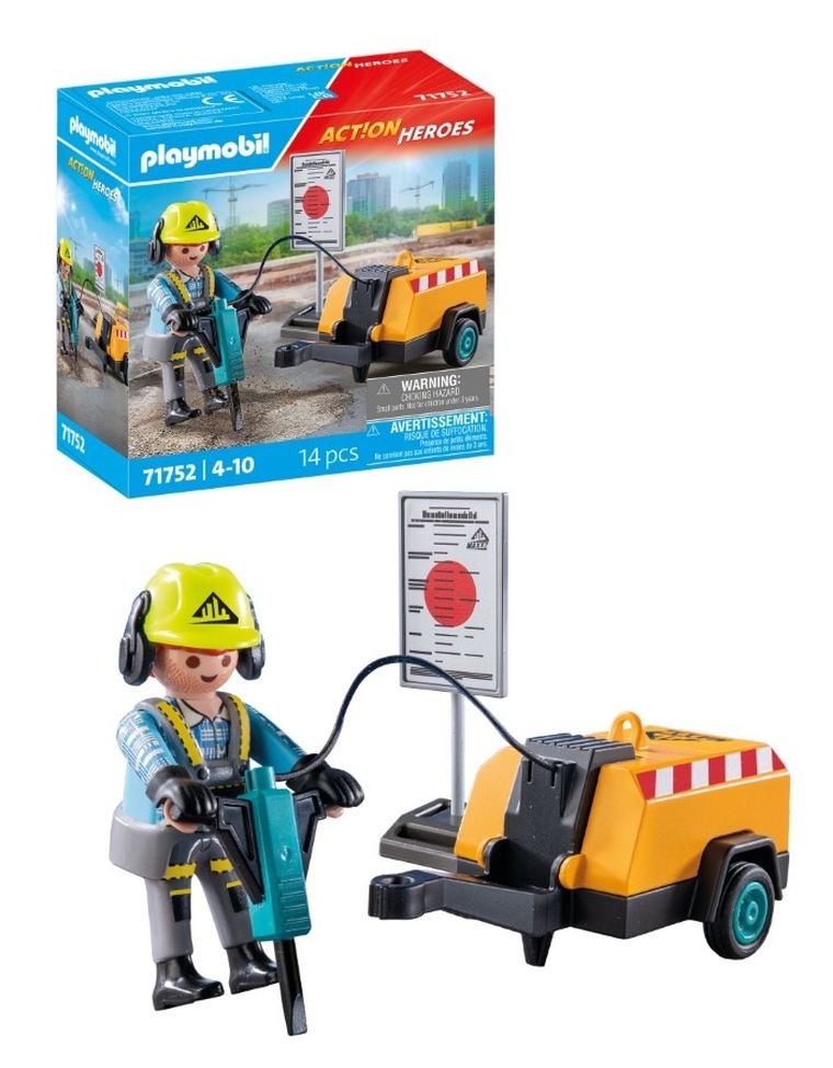 Playmobil, Action Heroes, Pracownik budowlany z młotem pneumatycznym, 71752