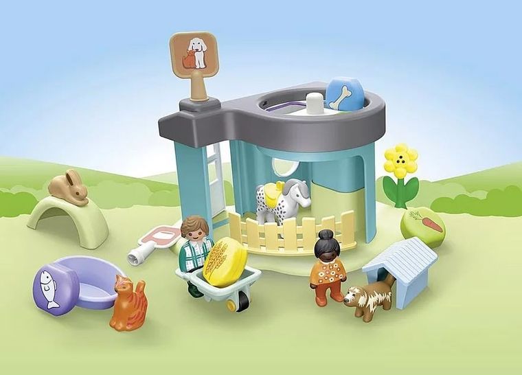 Playmobil, Junior, Hotel dla zwierząt z dozownikiem pokarmu, 71690